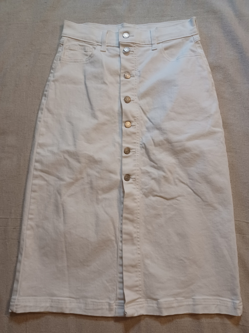 Banana Republic White Button-Front Denim Pencil Skirt Women's Size 26/2R